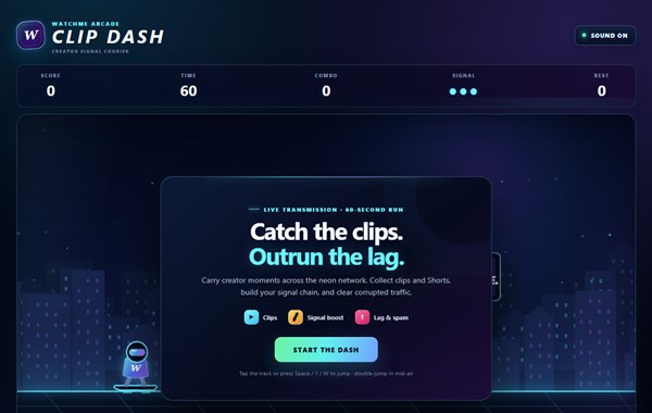 Clip Dash neon runner gameplay