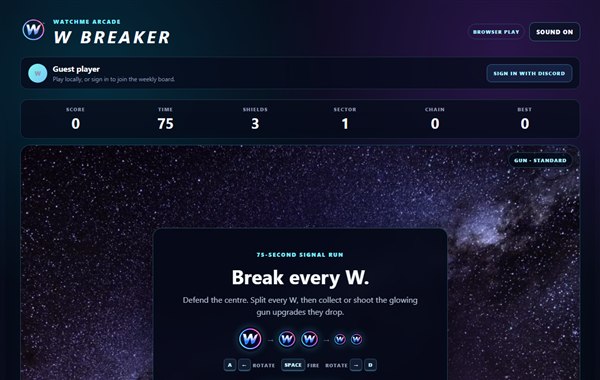 W Breaker deep-space battle gameplay